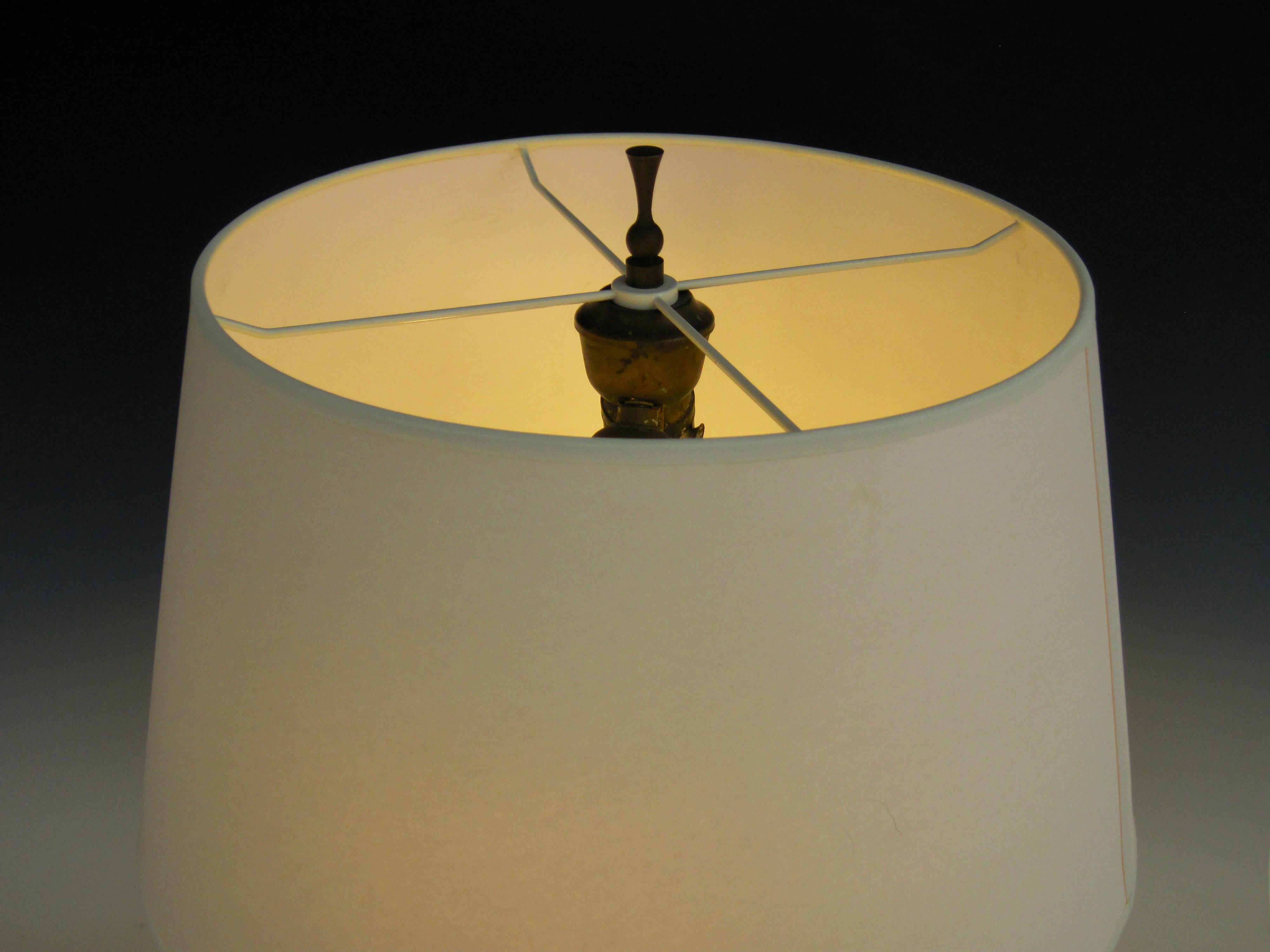 Italian Majolica Sgrafitto Lamp with Brass Hardware 2
