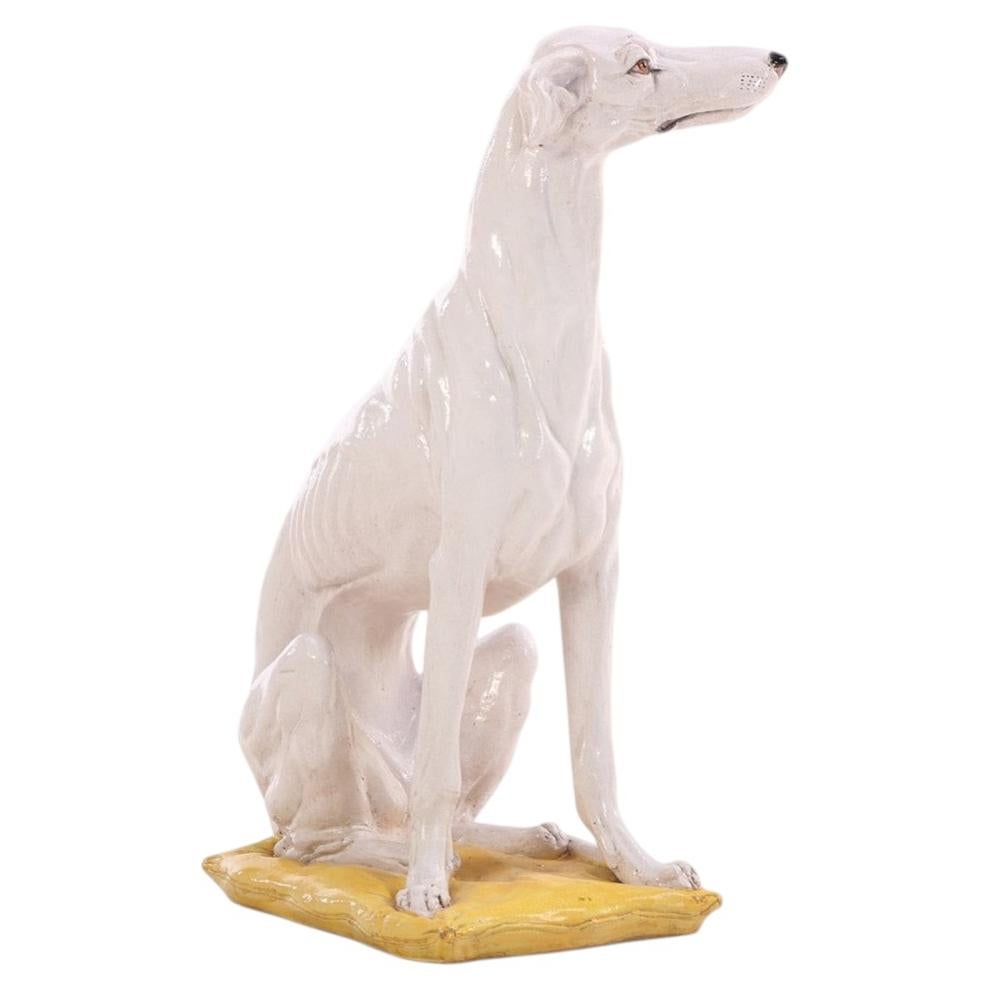 Italian Majolica Statue of a Dog, C. 1950.