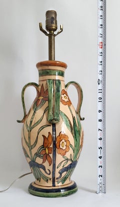Lampe de table en majolique italienne par San Zeno Pottery, Art déco, années 1930