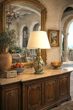 Lámpara de sobremesa italiana de mayólica de cerámica San Zeno, Art Déco, años 30