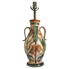 Lámpara de sobremesa italiana de mayólica de cerámica San Zeno, Art Déco, años 30