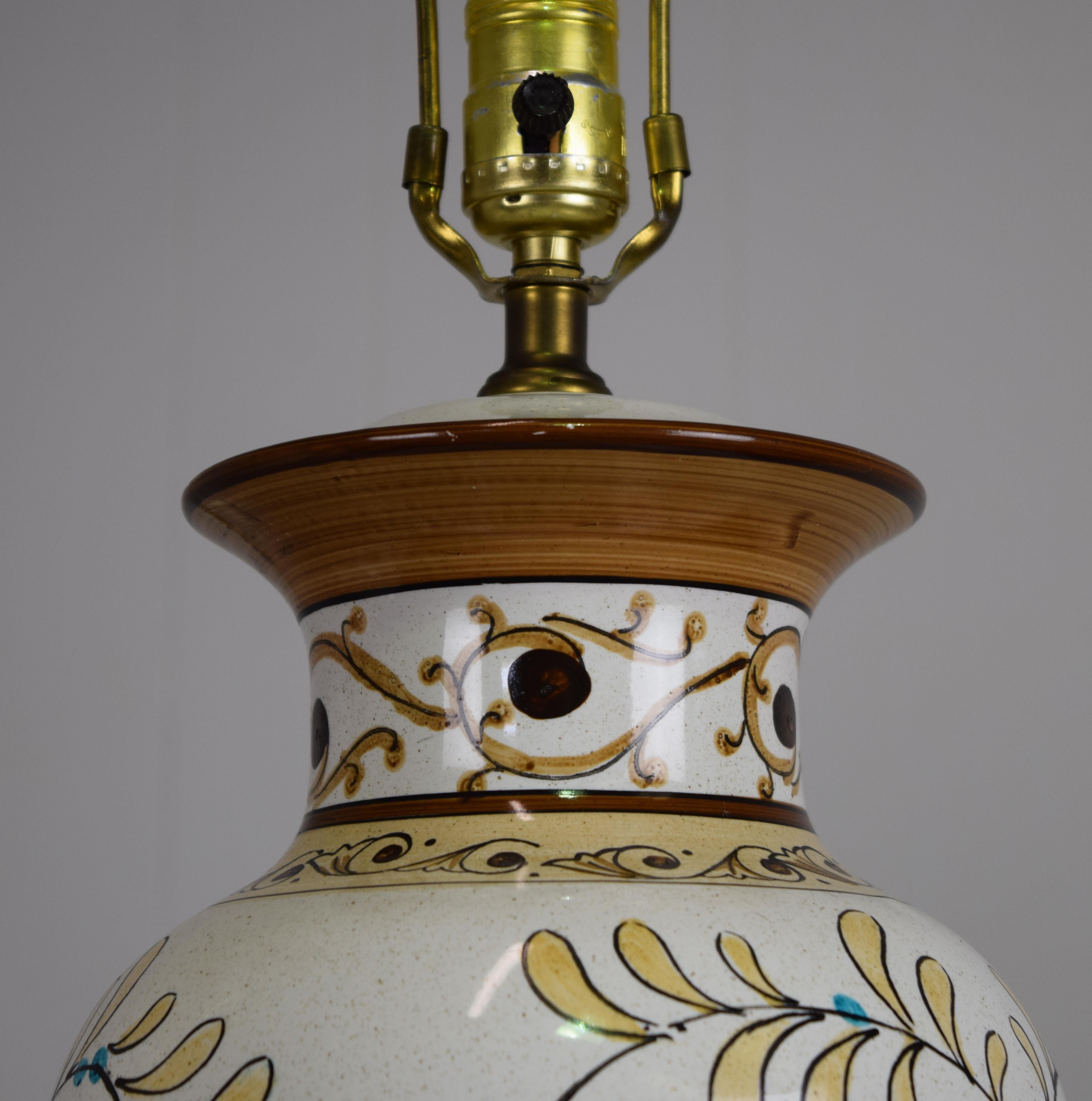 Mid-20th Century Italian Majolica Table Lamp Pair