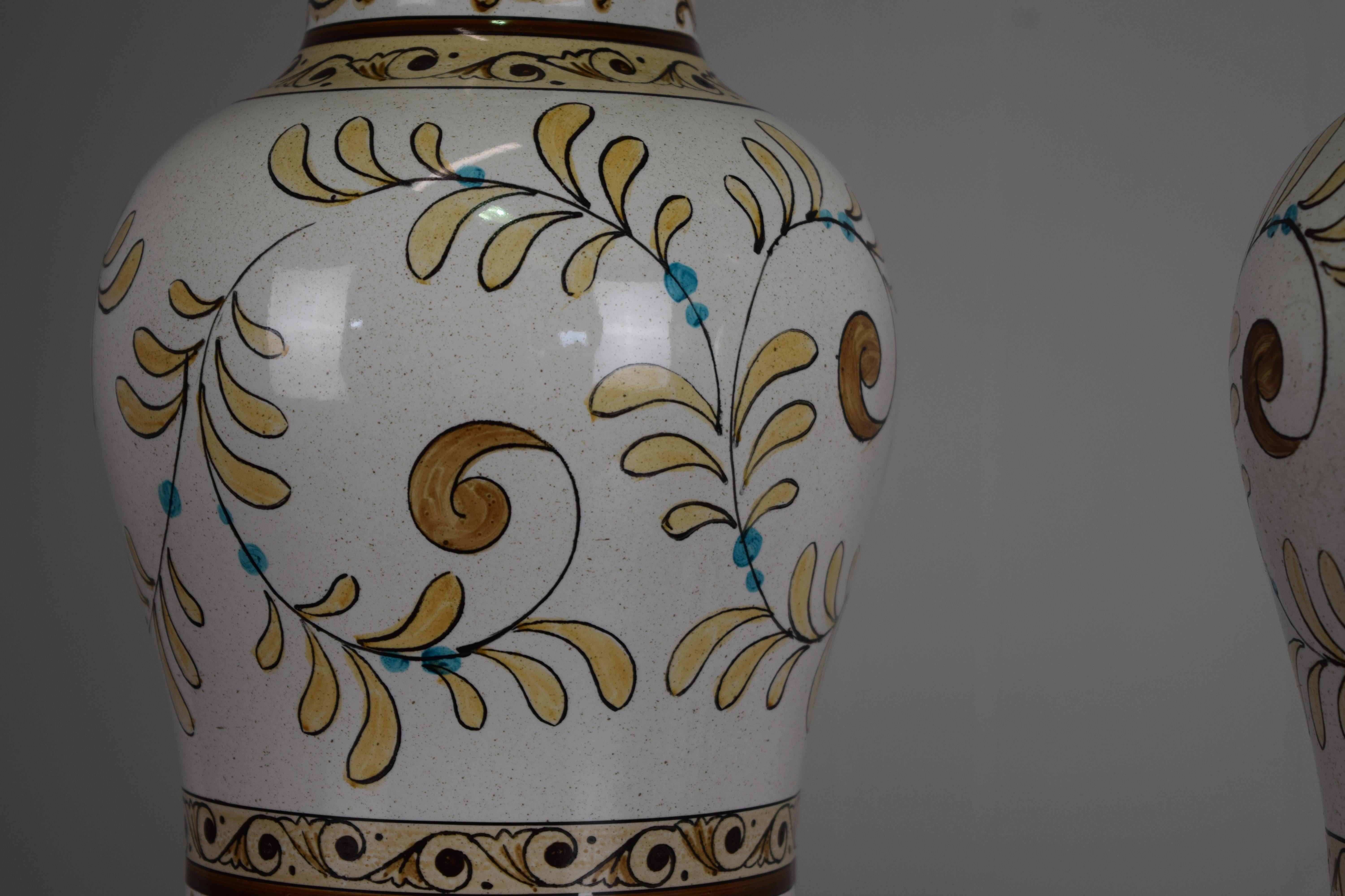 Ceramic Italian Majolica Table Lamp Pair