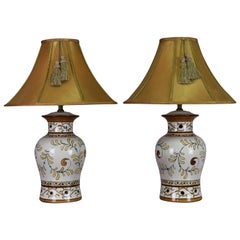 Italian Majolica Table Lamp Pair