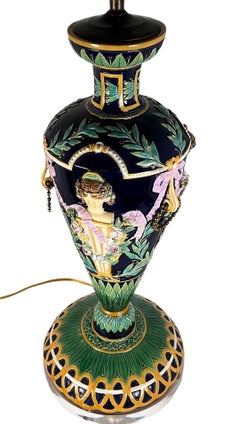 Italian Majolica Vase As A Lamp