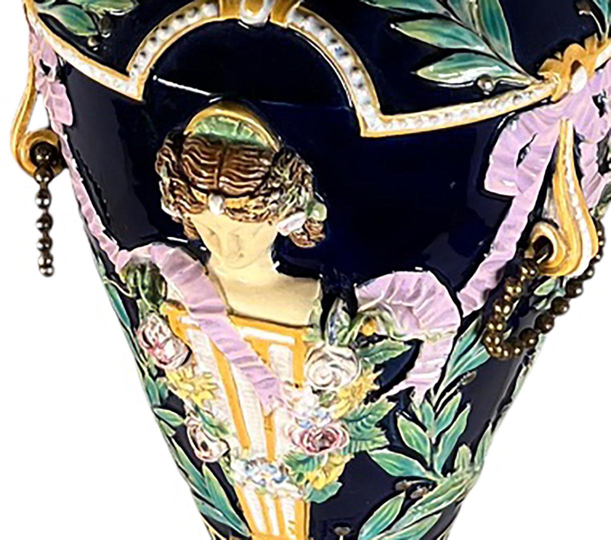 Italienische Majolika-Vase als Lampe im Zustand „Gut“ im Angebot in Dallas, TX