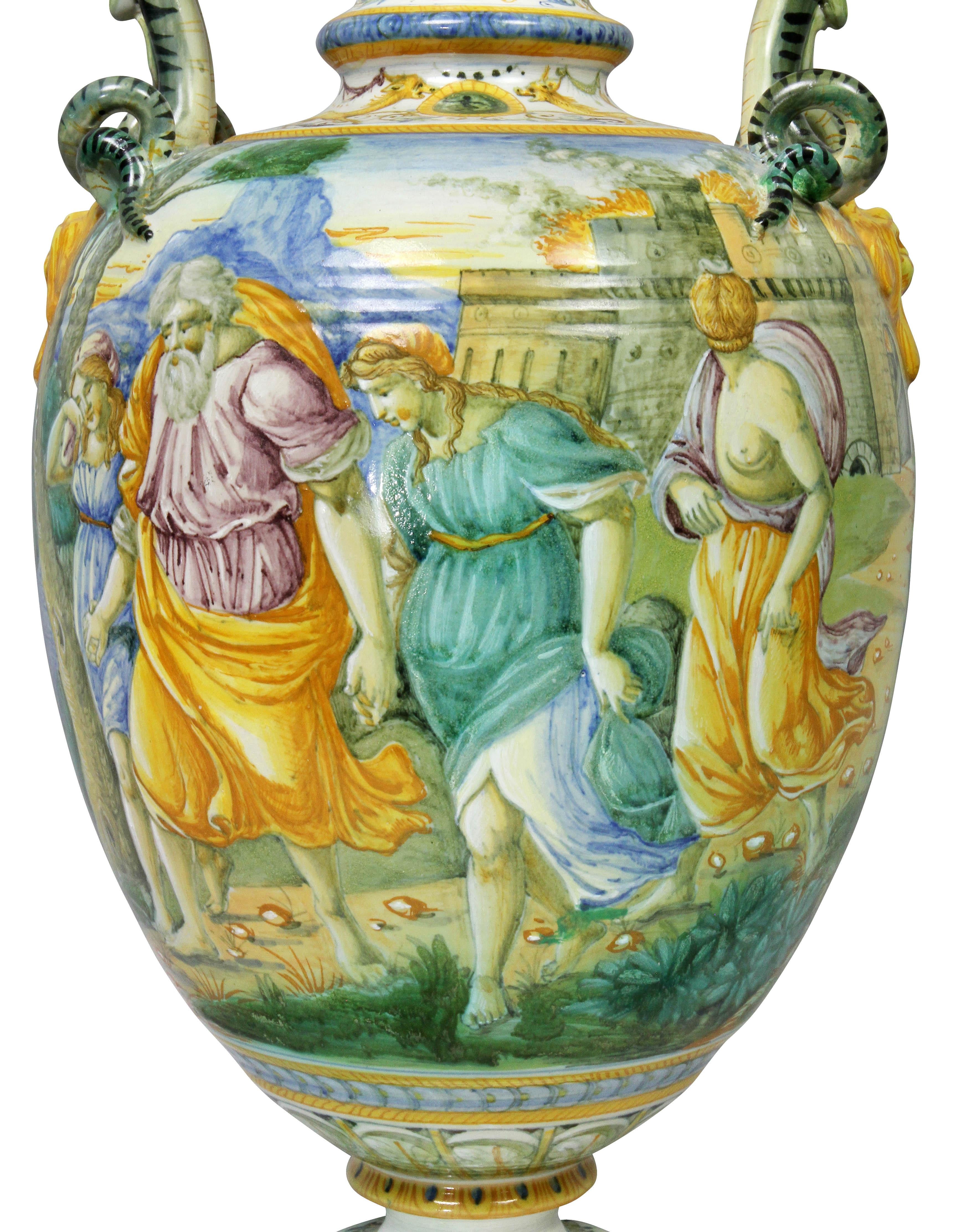 Italian Majolica Vase by Cantagalli In Good Condition In Essex, MA