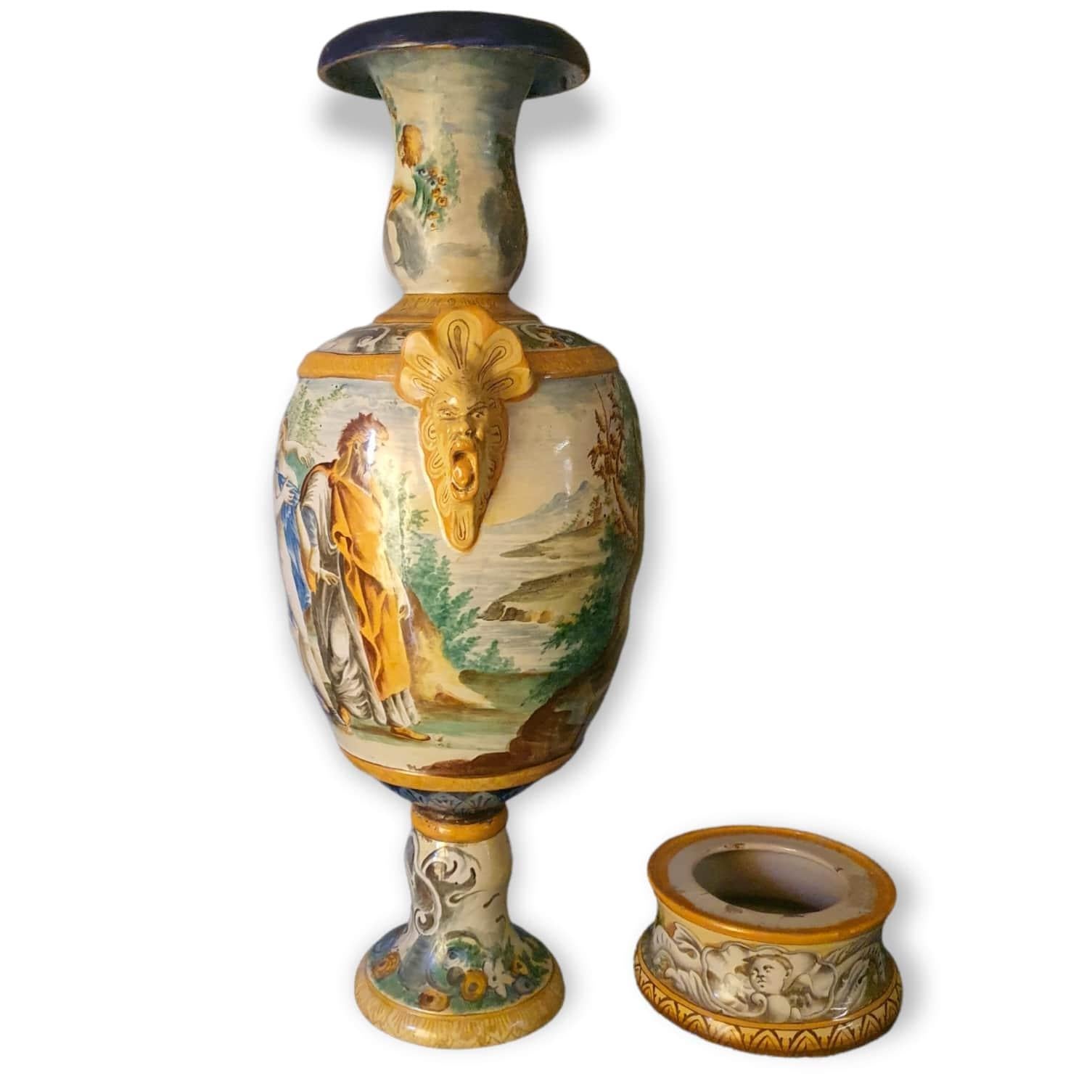Italian Majolica Vase, Castelli, Hand Painted, Hand Crafted For Sale 1