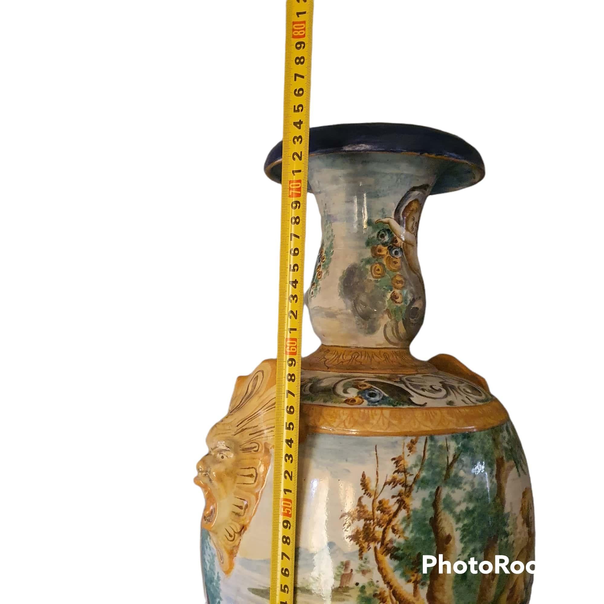 Italian Majolica Vase, Castelli, Hand Painted, Hand Crafted For Sale 2
