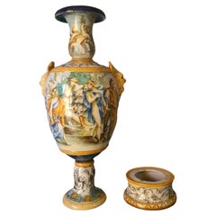Italian Majolica Vase, Castelli, Hand Painted, Hand Crafted