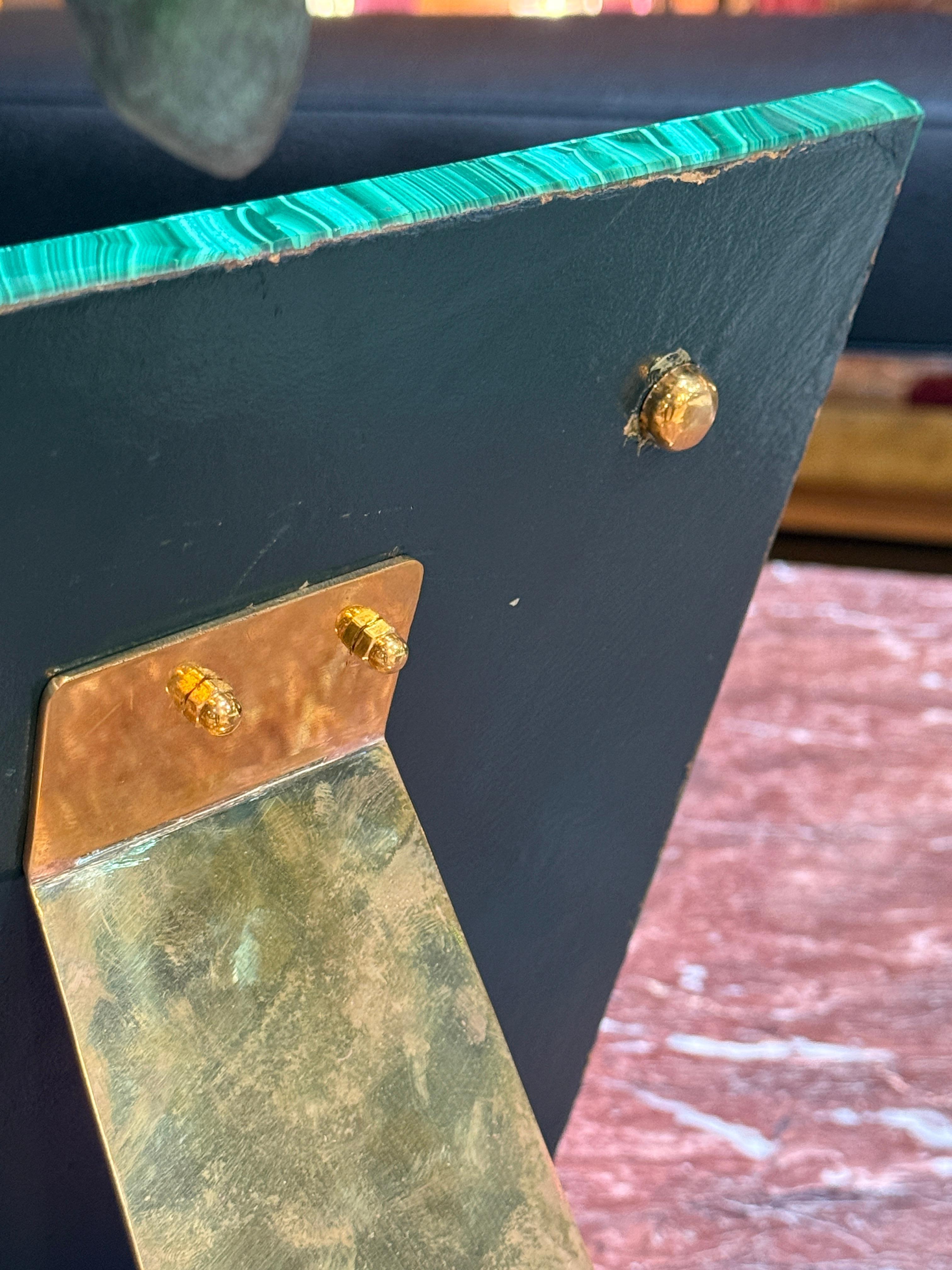 Late 20th Century Italian Malachite and Brass Picture Frame, 1970s For Sale