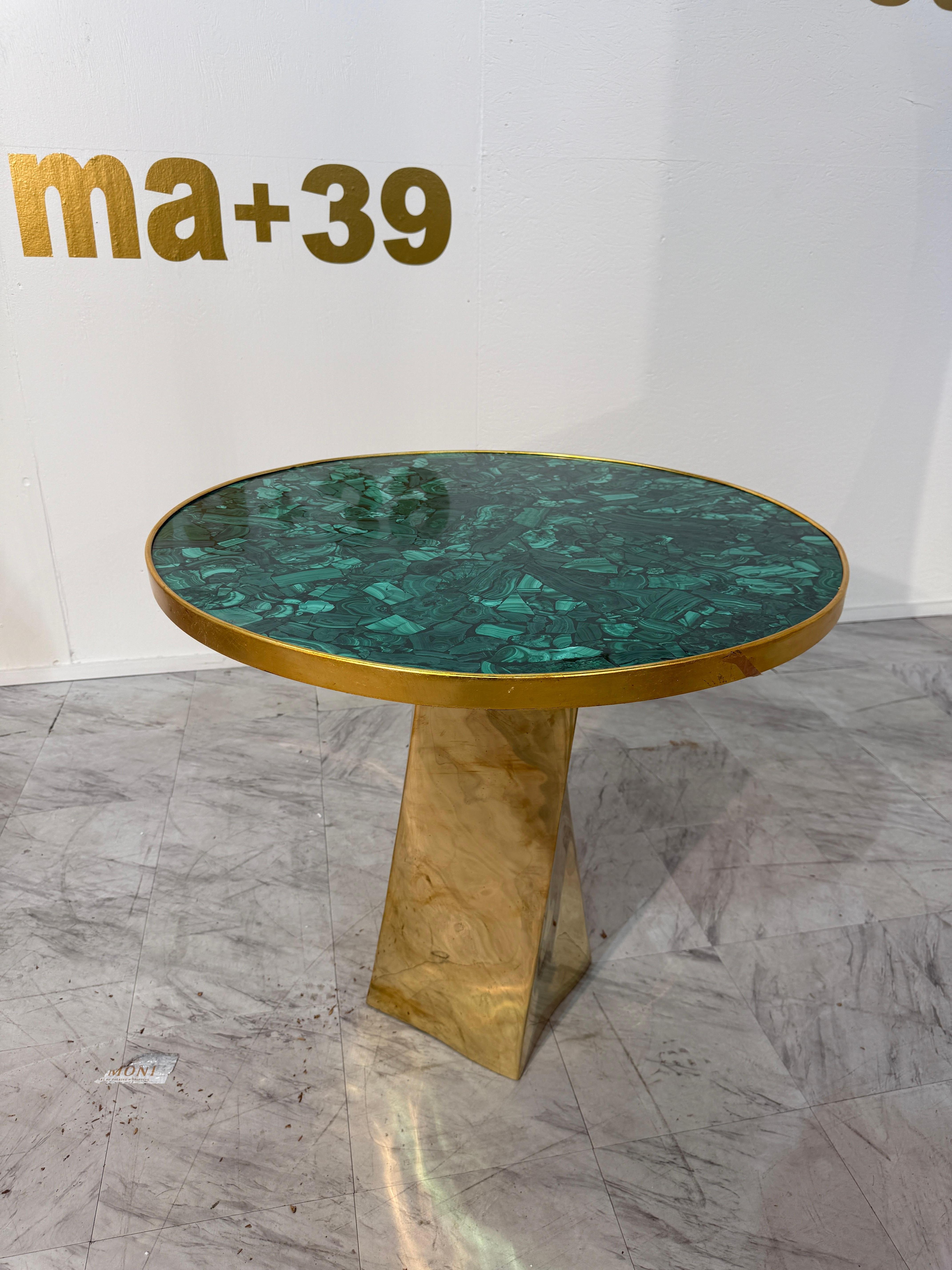 Moderno Tavolo italiano in malachite e bronzo della Fonderia Artistica Ruocco, anni '90 in vendita