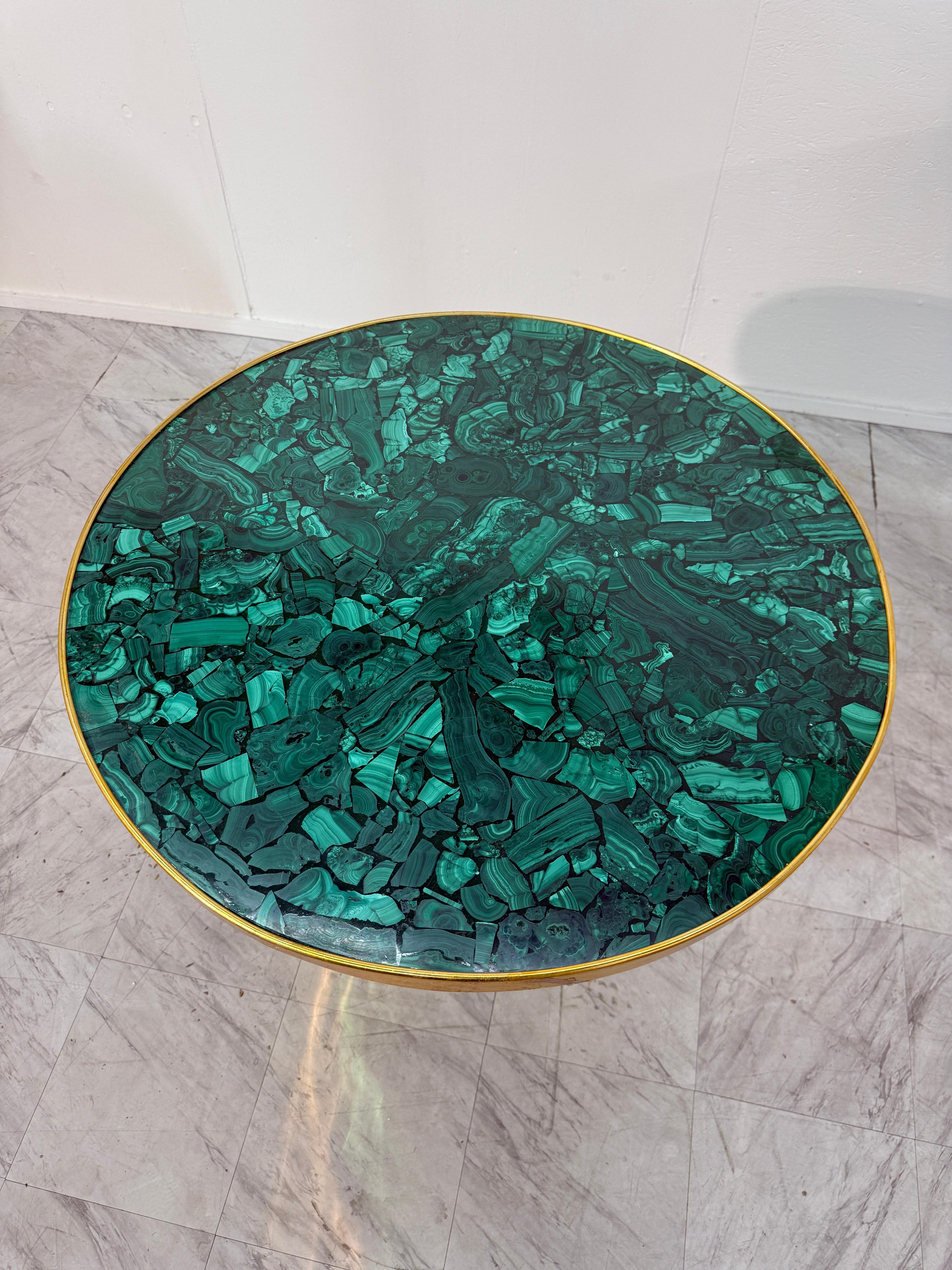 Ottone Tavolo italiano in malachite e bronzo della Fonderia Artistica Ruocco, anni '90 in vendita