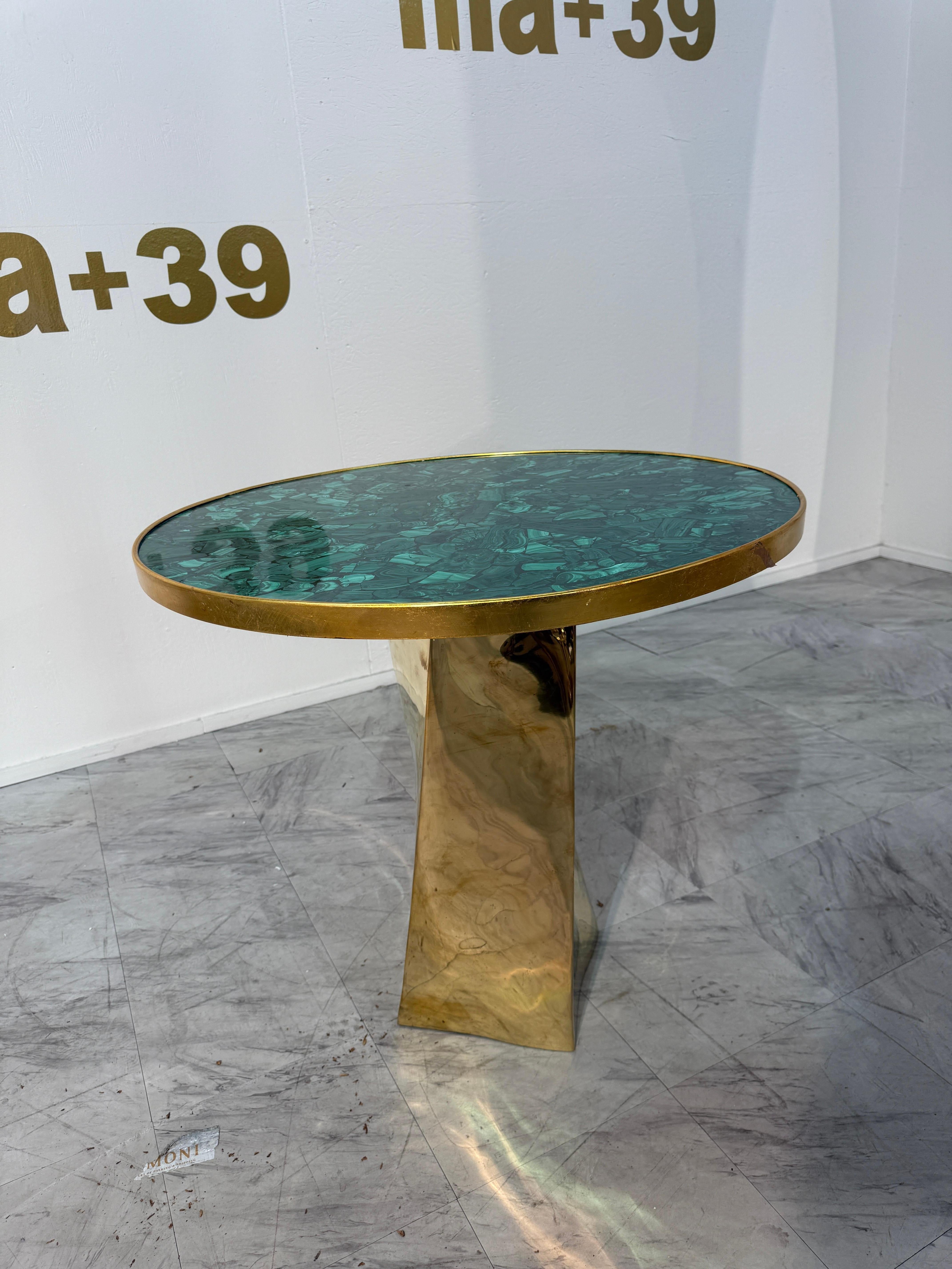 Tavolo italiano in malachite e bronzo della Fonderia Artistica Ruocco, anni '90 in vendita 1