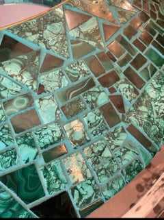 Miroir circulaire italien en malachite