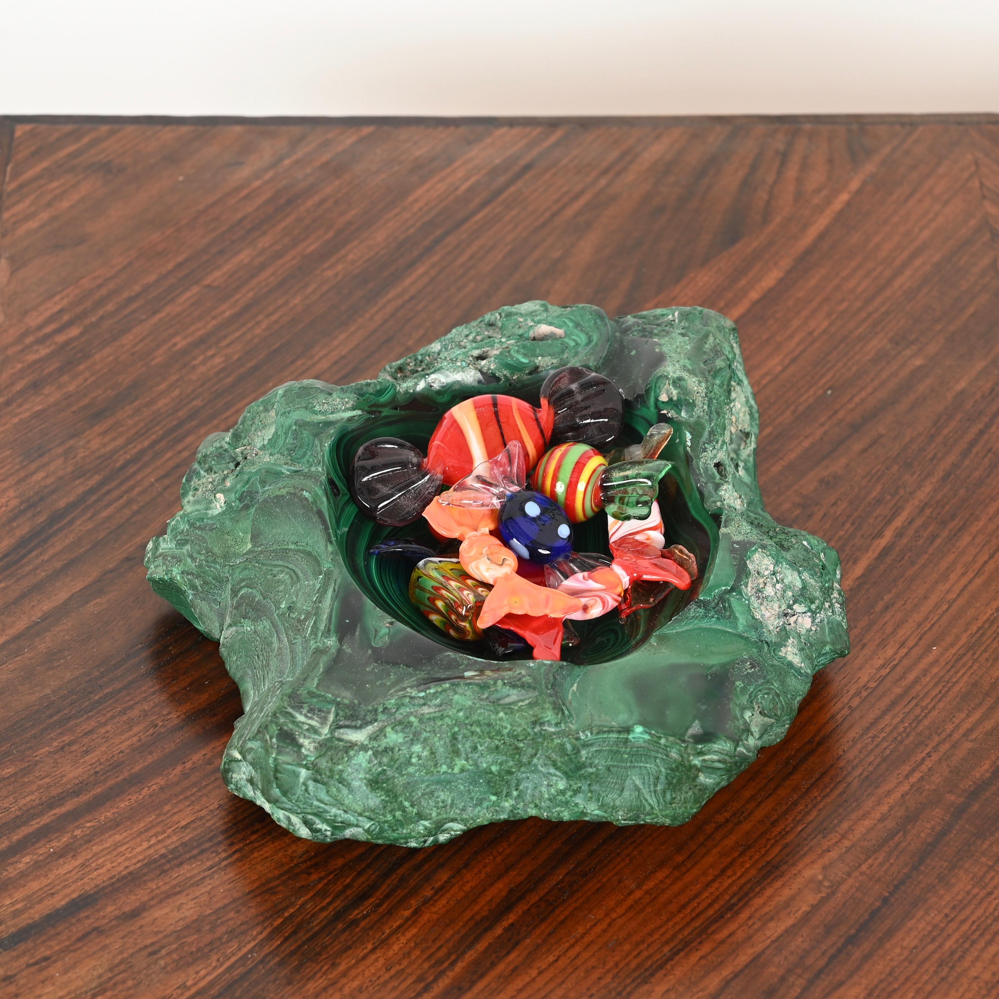 Italian Malachite Green Marble Ashtray or Vide-Poche, 1970s 4