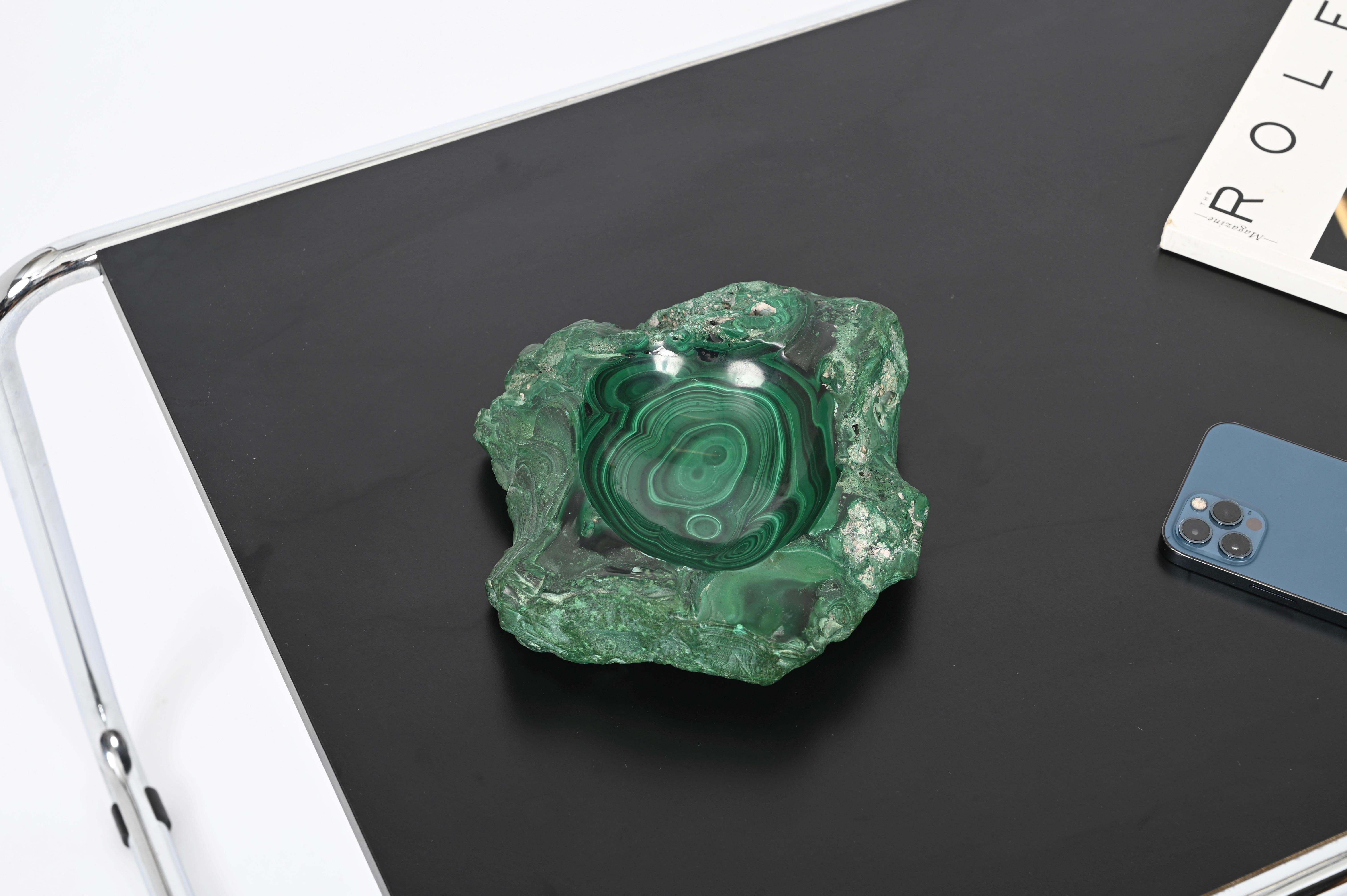 Mid-Century Modern Italian Malachite Green Marble Ashtray or Vide-Poche, 1970s