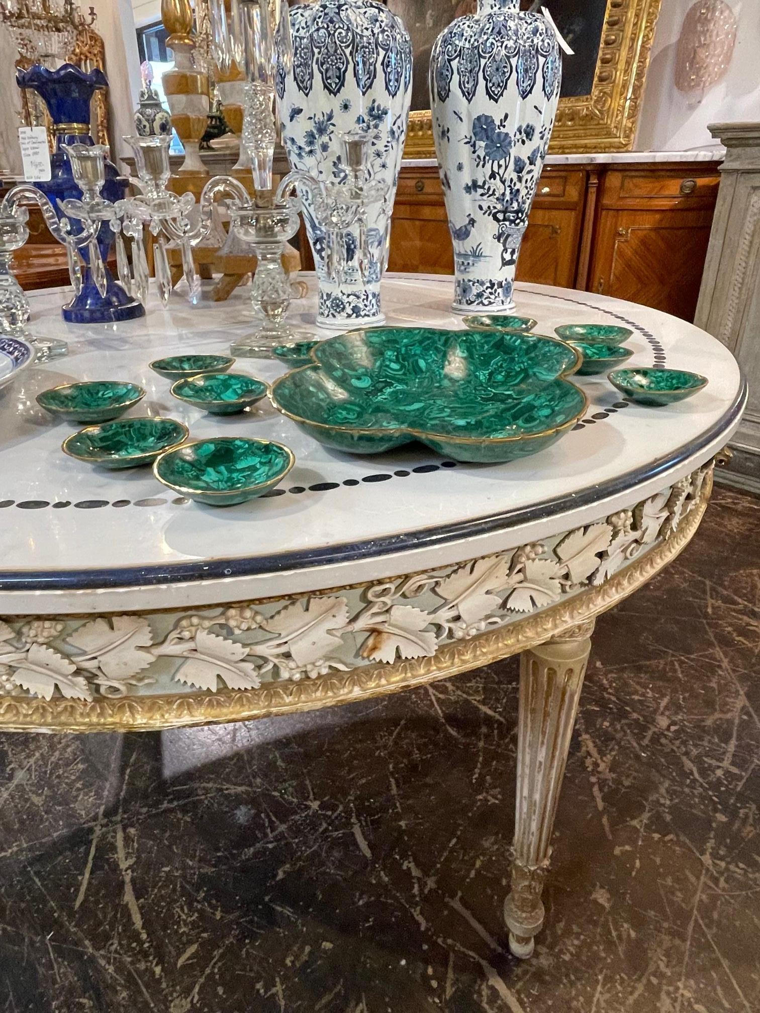 Italian Malachite Nut Dish Set For Sale 5