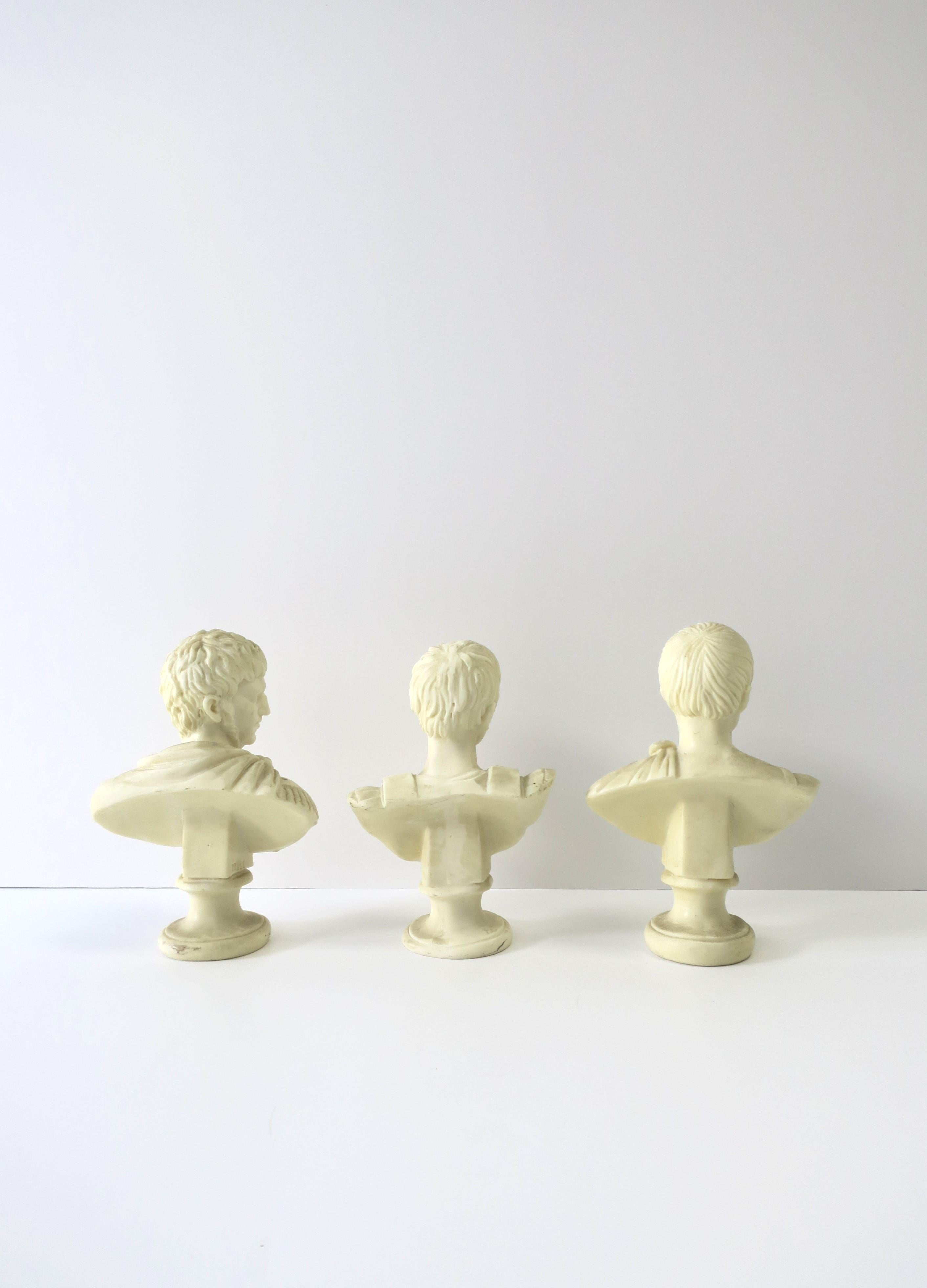 Italian Male Bust Sculptures, Set of 3 For Sale 4