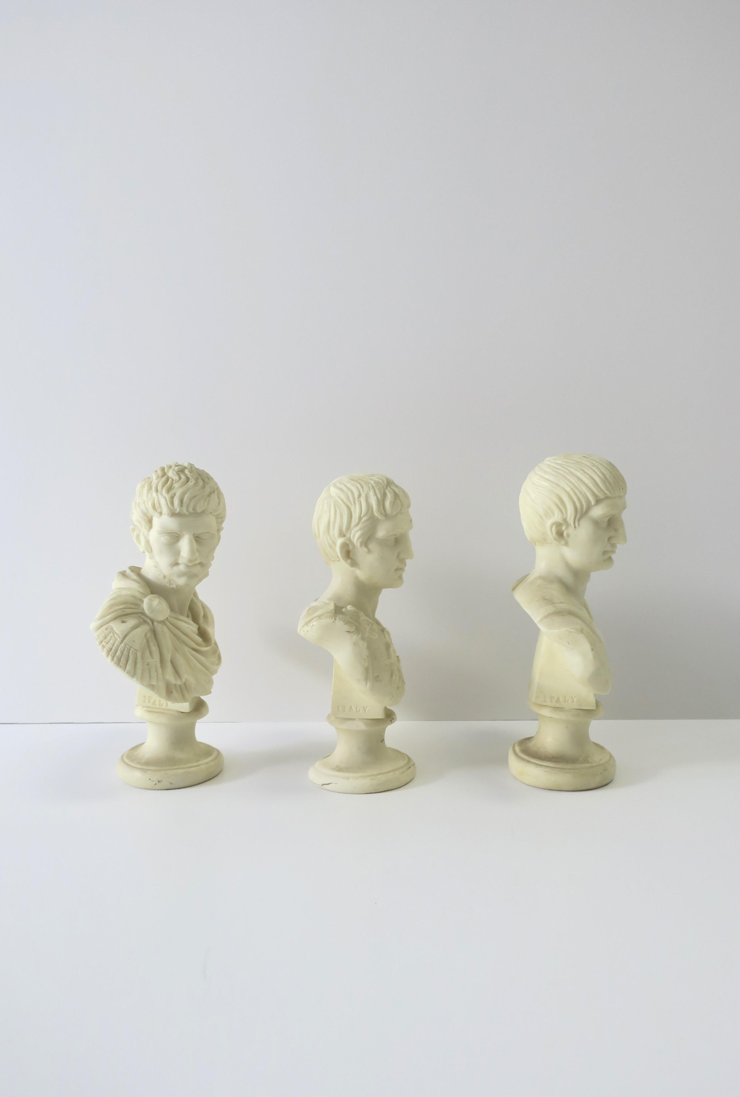 Italian Male Bust Sculptures, Set of 3 For Sale 5