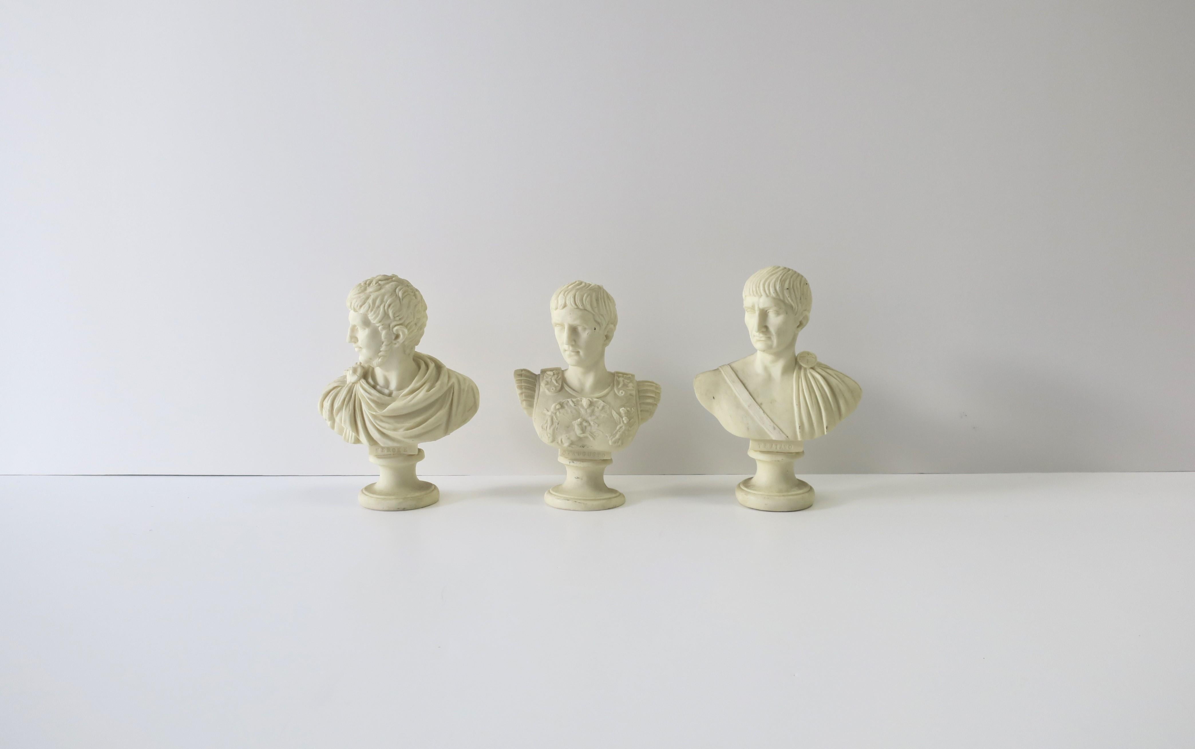 Italian Male Bust Sculptures, Set of 3 For Sale 2