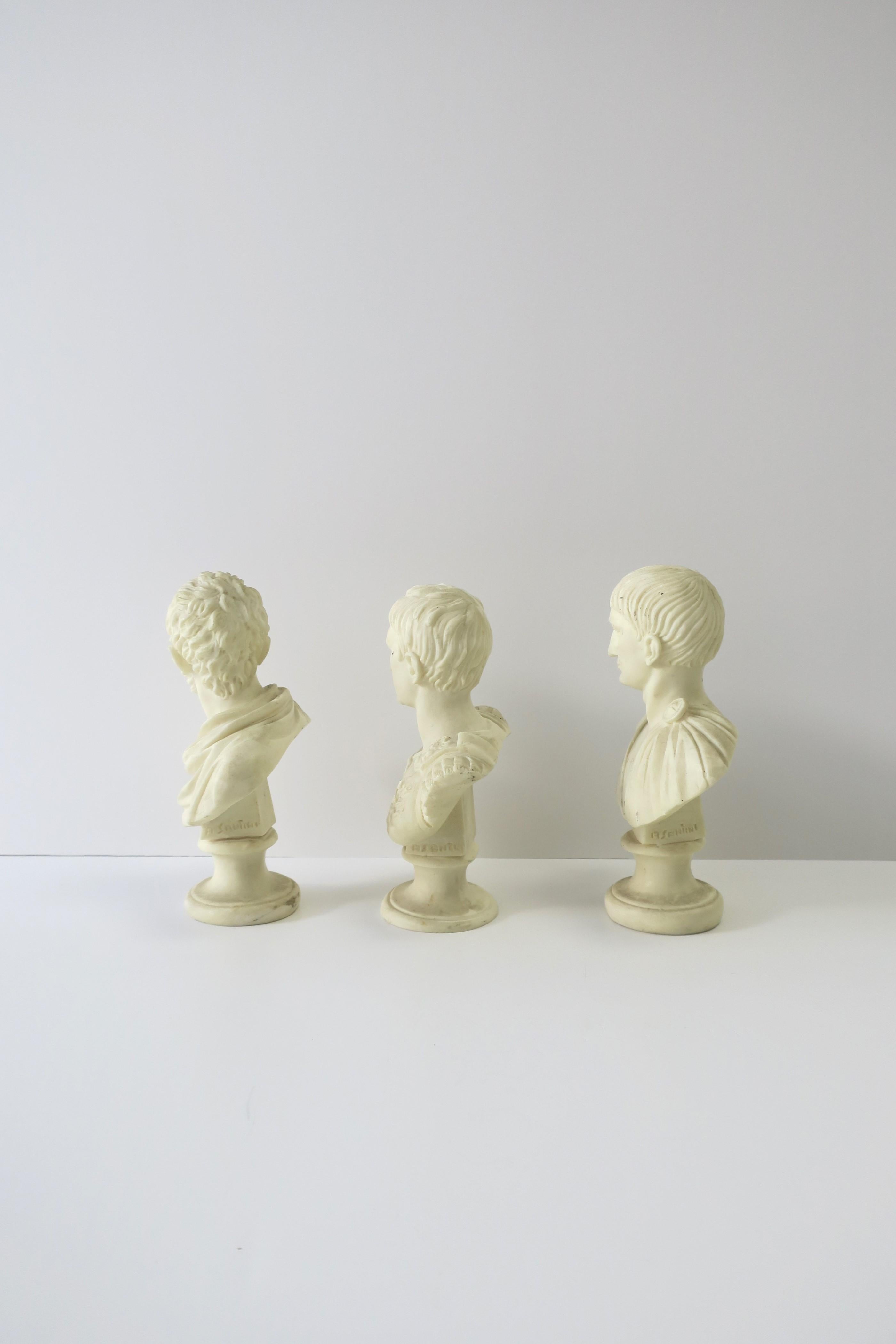 Italian Male Bust Sculptures, Set of 3 For Sale 3