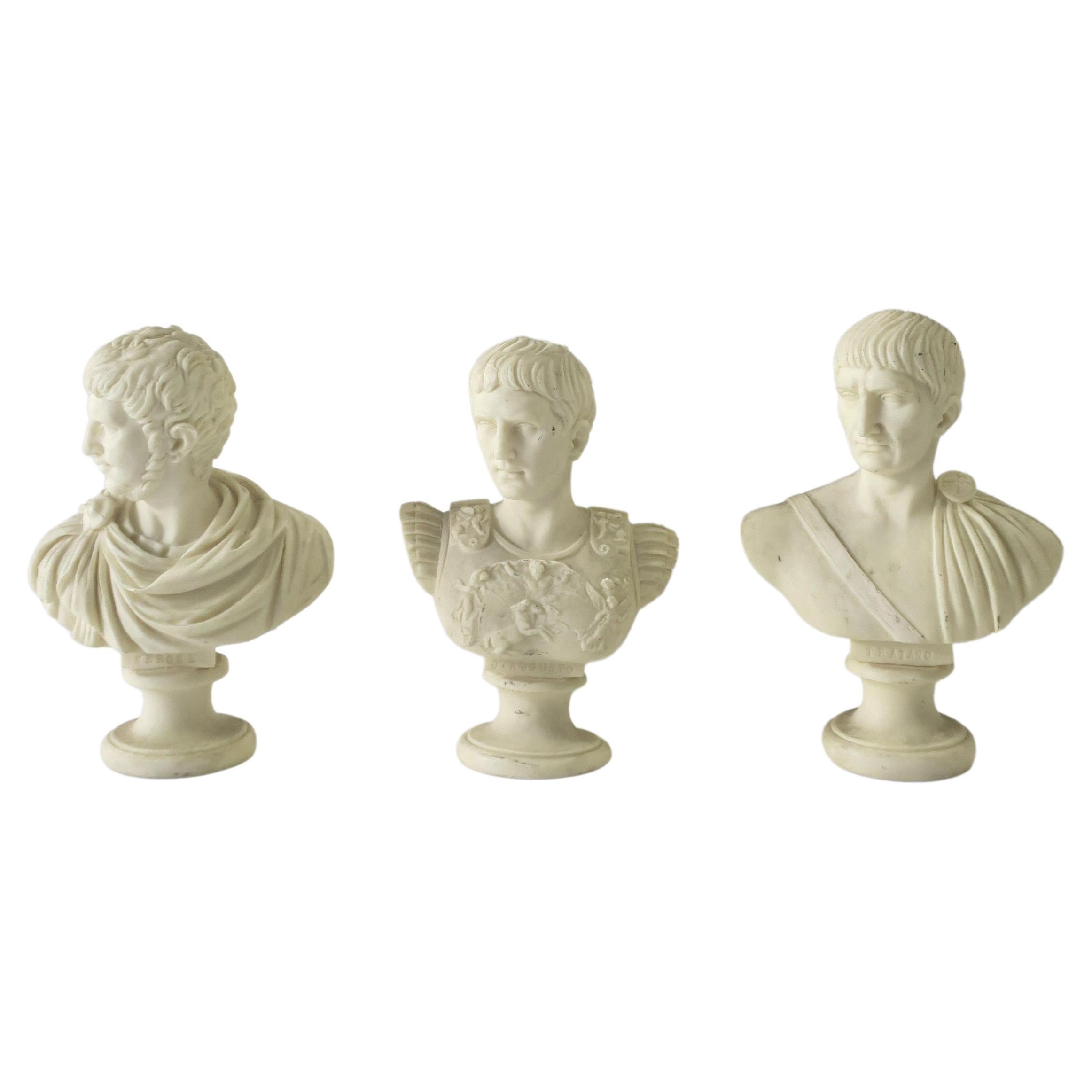 Sculptures de bustes masculins italiennes, lot de 3