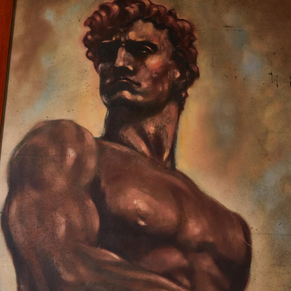 Italian Male Nude Painting by Artist Falfavino In Good Condition In Los Angeles, CA