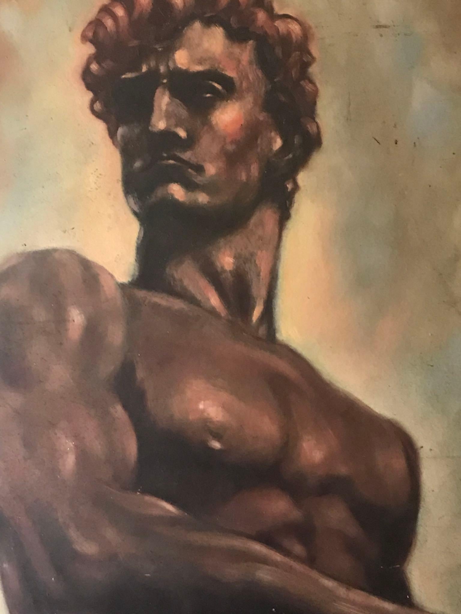 Wood Italian Male Nude Painting by Artist Falfavino