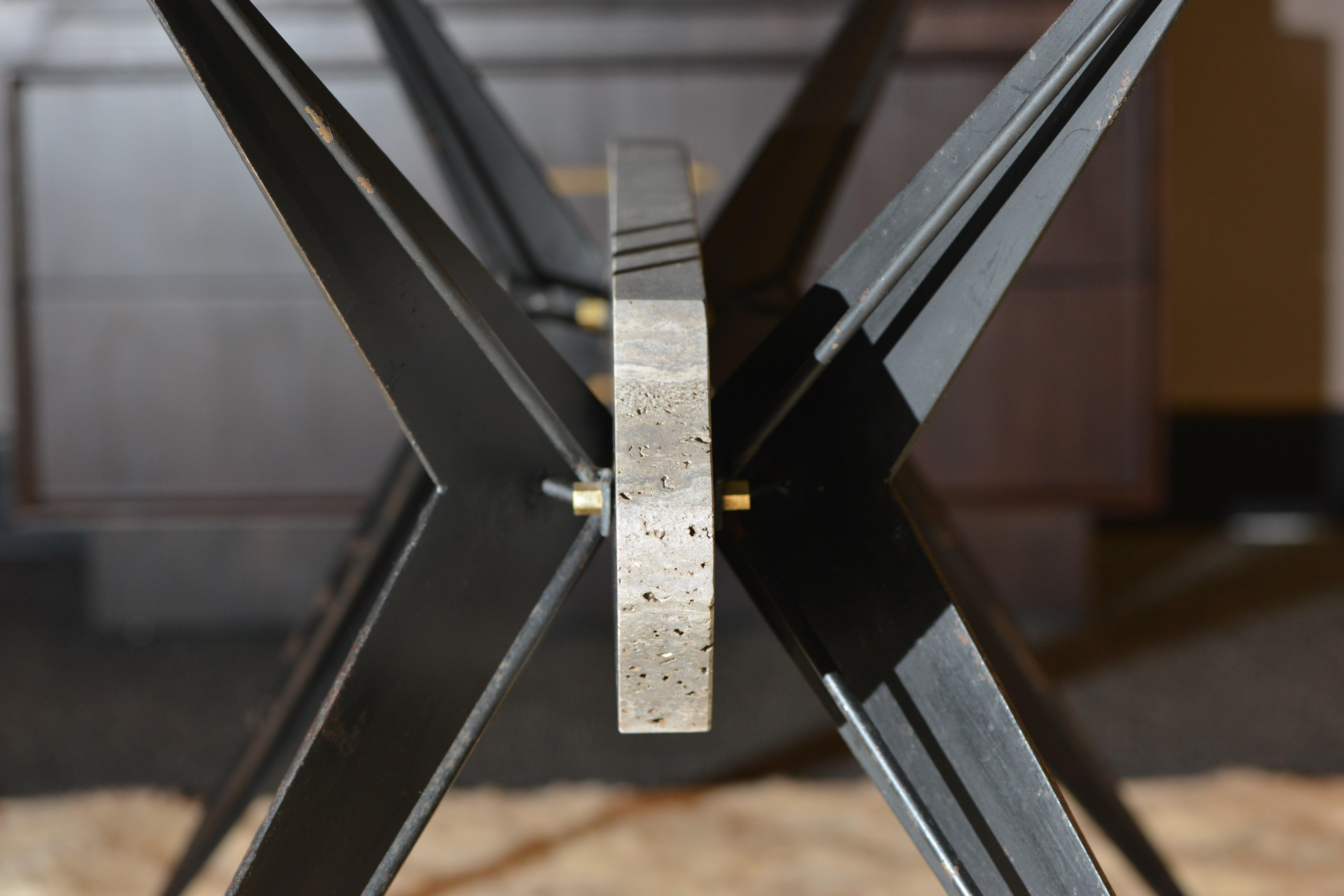 Italian Manufacturer, Table in Silver Travertine and Iron, 1950s 1