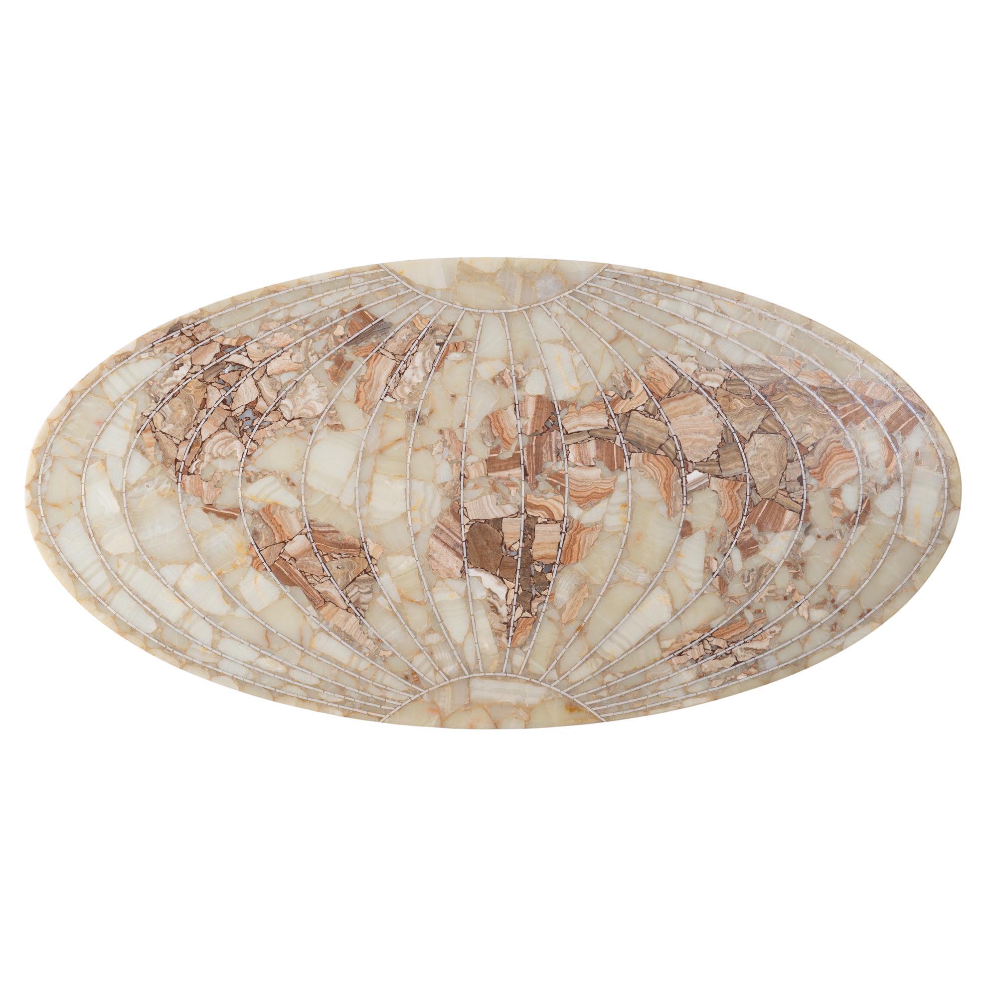 Italian "Map of the World" Stone Wall Sculpture in Agate, Marble, and Quartz For Sale