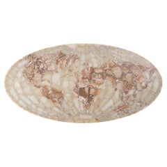 Italian "Map of the World" Stone Wall Sculpture in Agate, Marble, and Quartz