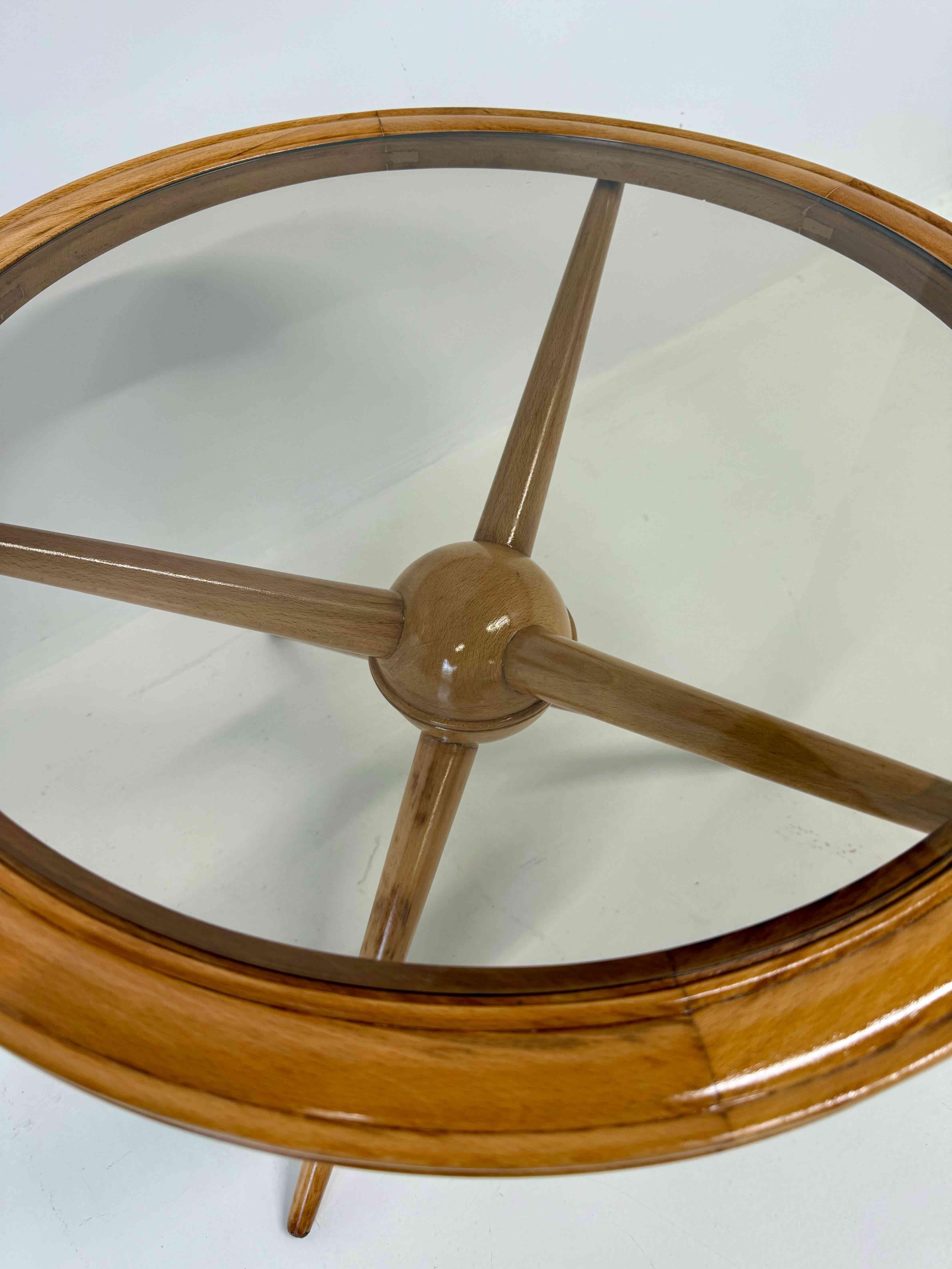 Italian Maple and Smoked Glass Coffee Table, Attrib. Cesare Lacca, 1950s For Sale 1