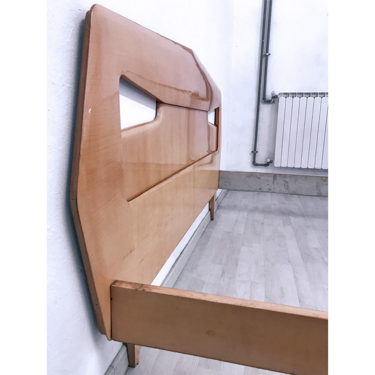 Italian Mid-Century Bed with Bedside Tables attr. to Silvio Cavatorta, 1950s 6