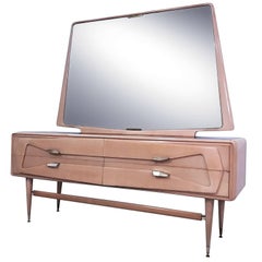 Retro Italian Maple Dresser with Mirror attributed to Silvio Cavatorta, 1950s