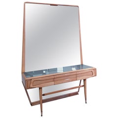 Commode italienne du milieu du siècle avec miroir attr. à Silvio Cavatorta:: 1950s