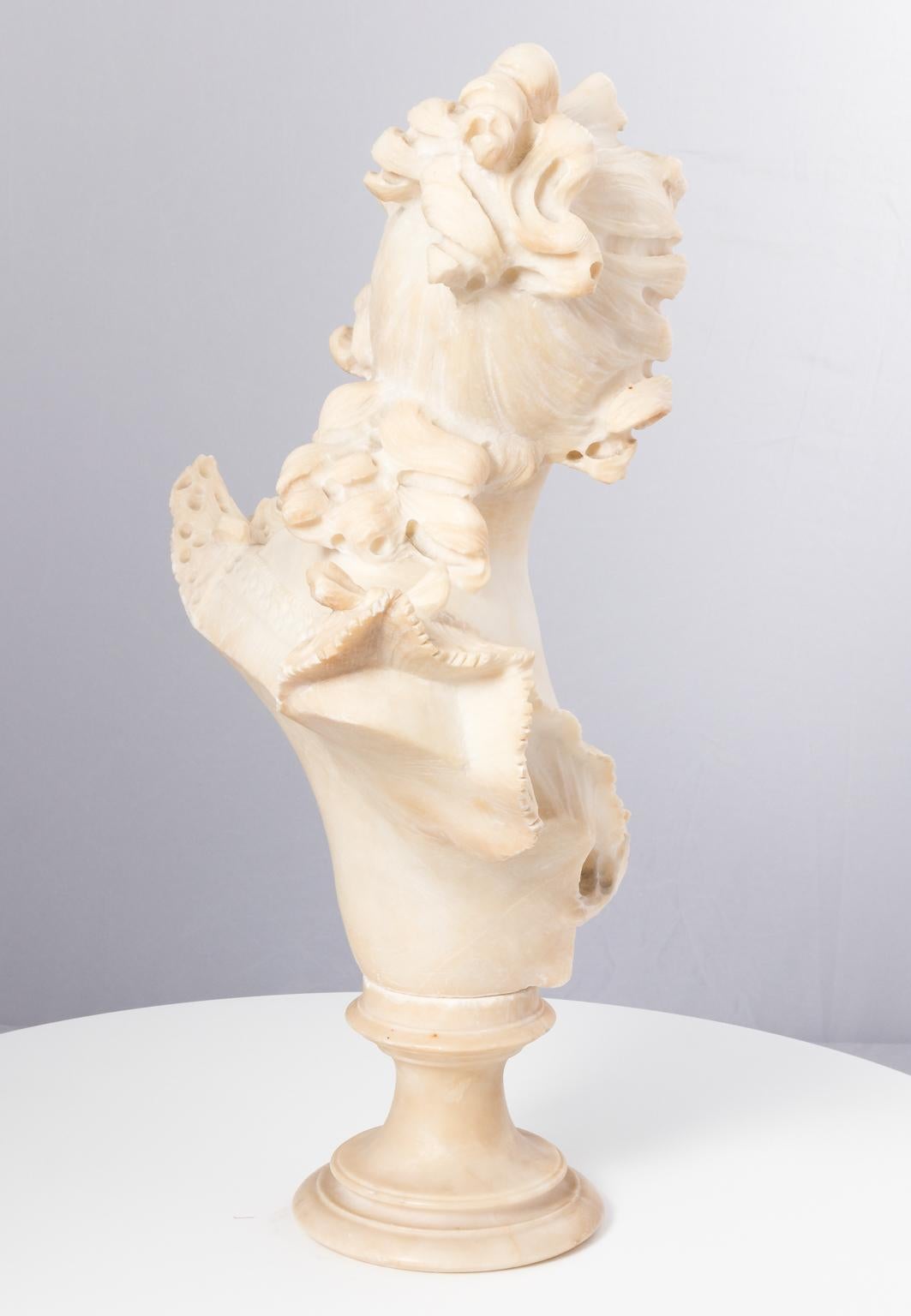 19th Century Italian Marble Alabaster Carved Busts For Sale