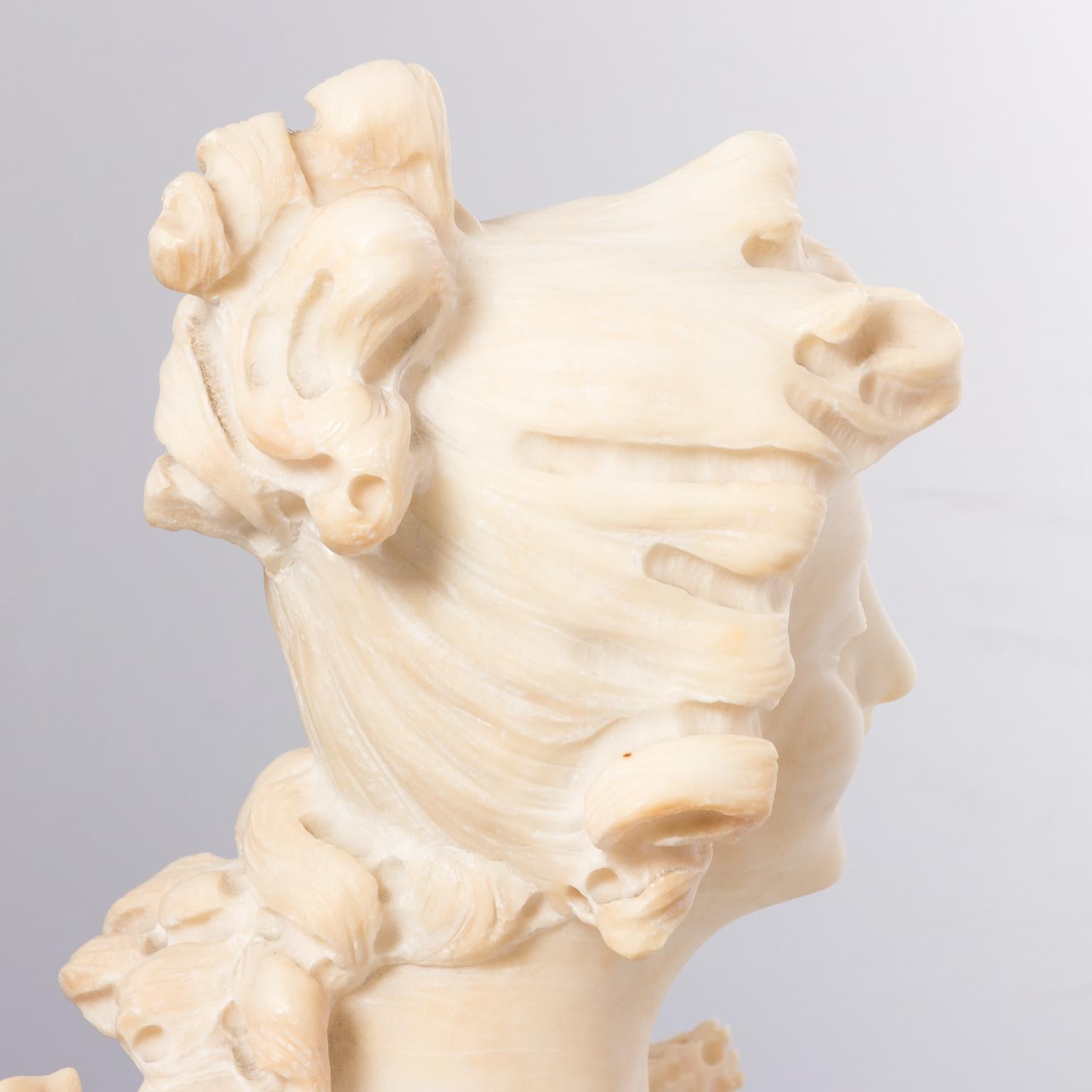 Italian Marble Alabaster Carved Busts For Sale 1