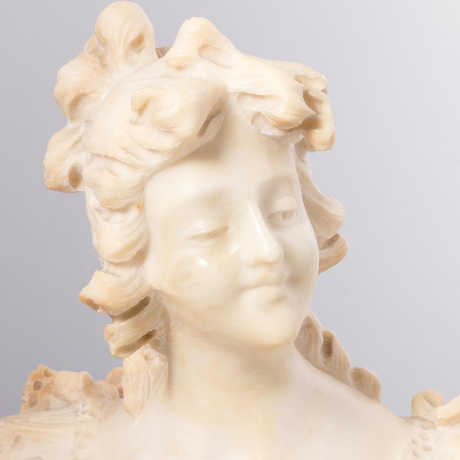 Italian Marble Alabaster Carved Busts For Sale 3
