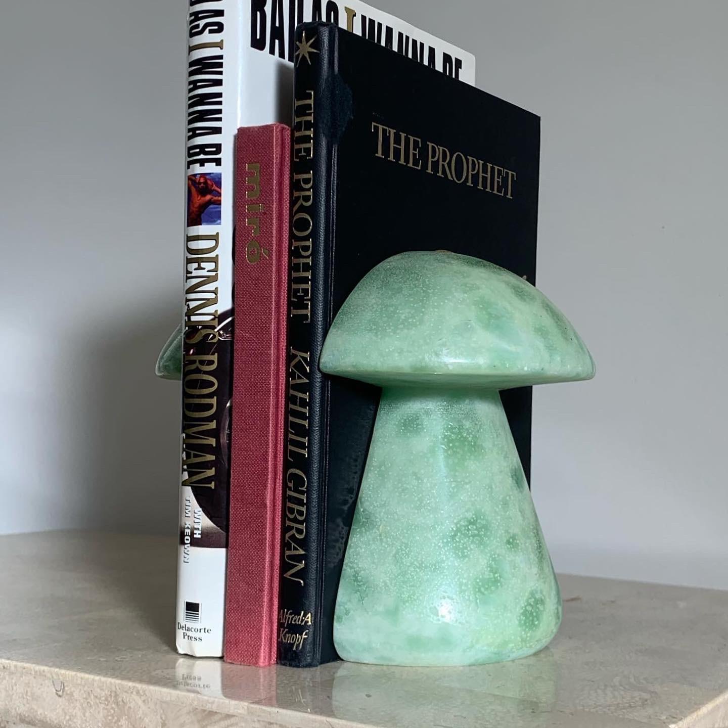 Italian Marble Alabaster Mushroom Bookends in Mint, 1960s In Good Condition In View Park, CA