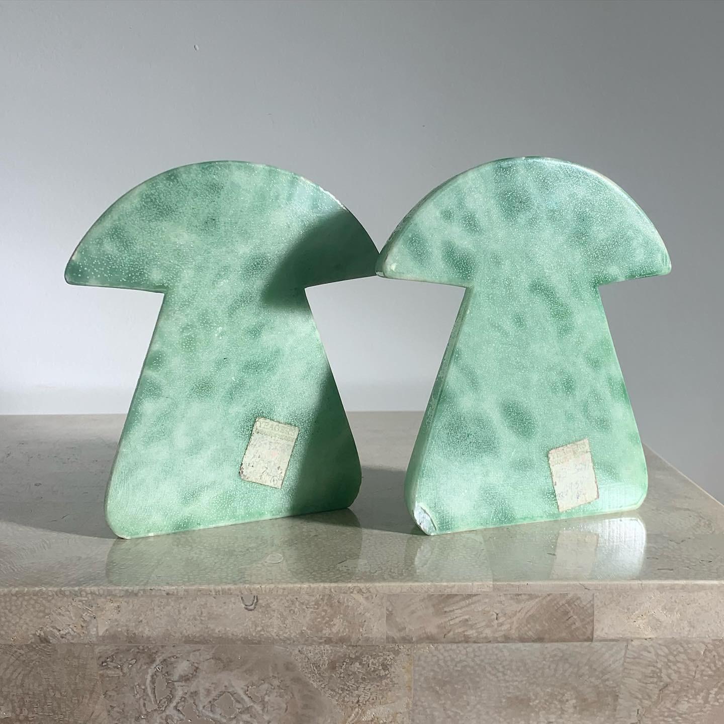 Italian Marble Alabaster Mushroom Bookends in Mint, 1960s 1