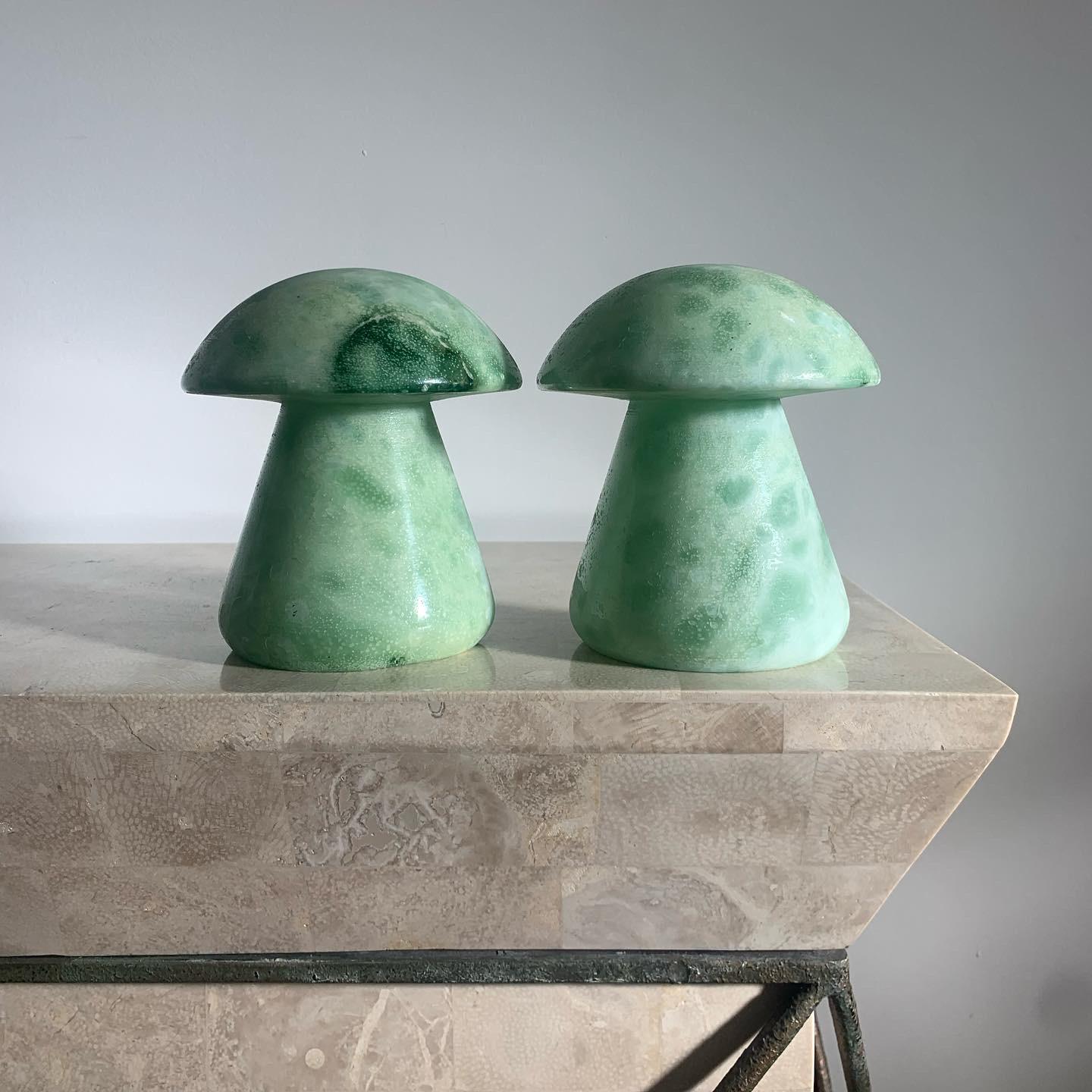 Italian Marble Alabaster Mushroom Bookends in Mint, 1960s 2