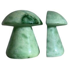 Italian Marble Alabaster Mushroom Bookends in Mint, 1960s