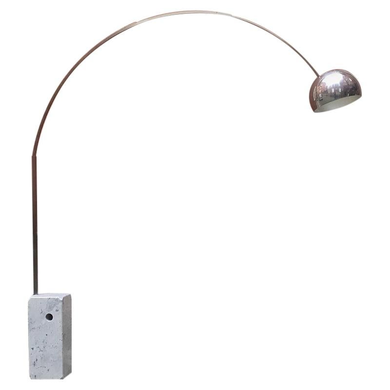 Italian Marble and Aluminium Arco Floor Lamp, by Castiglioni for Flos, 1962