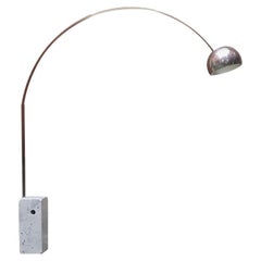 Retro Italian Marble and Aluminium Arco Floor Lamp, by Castiglioni for Flos, 1962