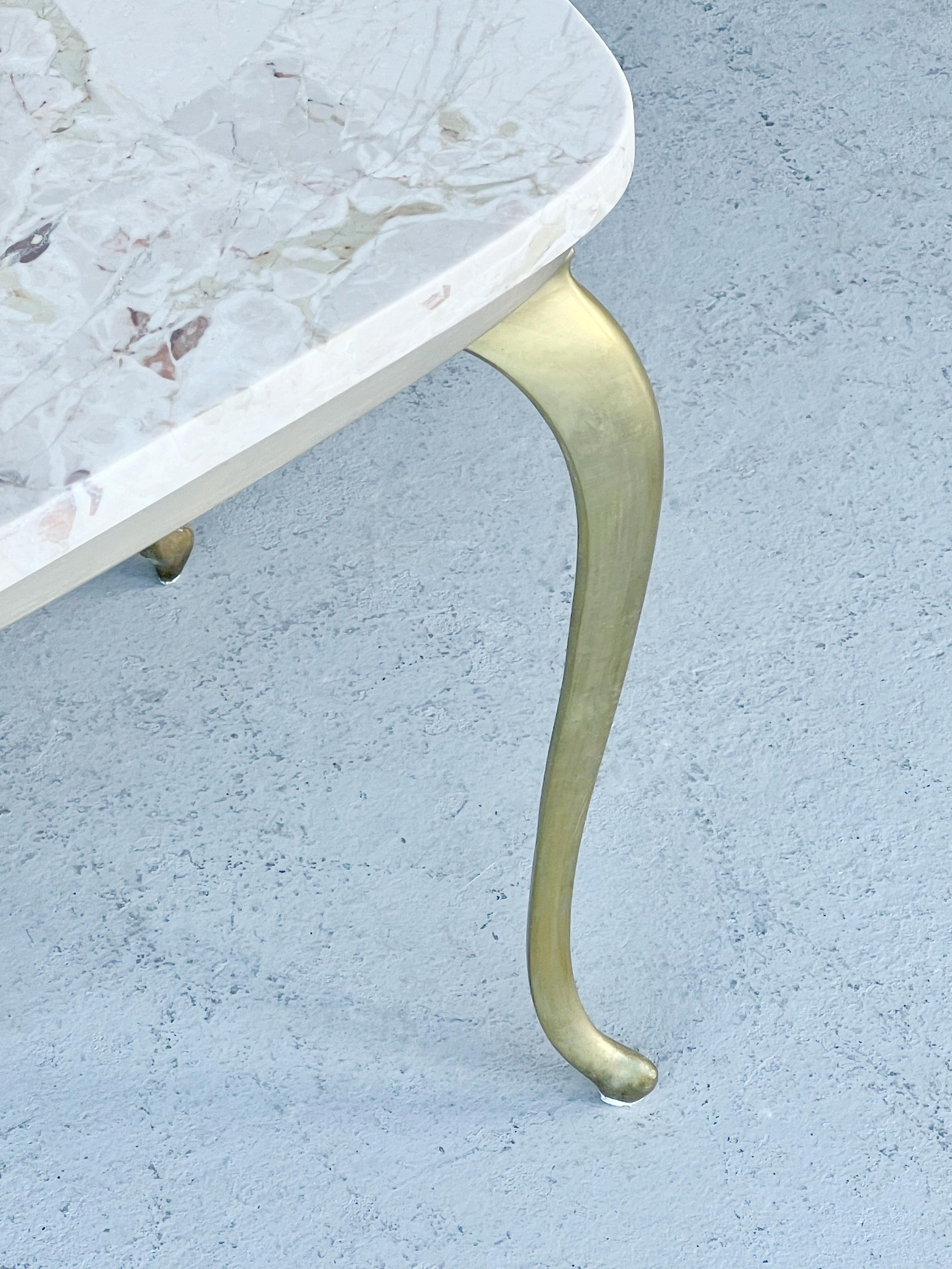Italian Marble and Brass 6 Feet Long Coffee Table 1960s 8