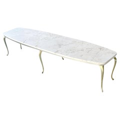 Italian Marble and Brass 6 Feet Long Coffee Table 1960s