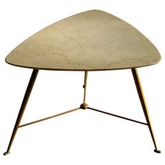 Italian Marble and Brass Accent Table, 1950s