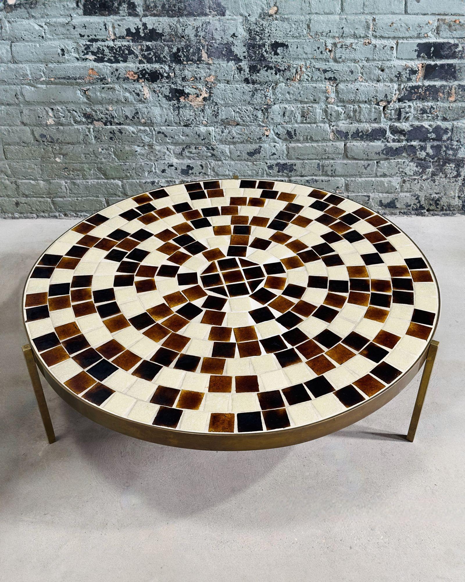 Italian Marble and Brass Coffee Table, 1970. Original with beautiful patina on brass.