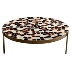 Table basse italienne en marbre et laiton, 1970